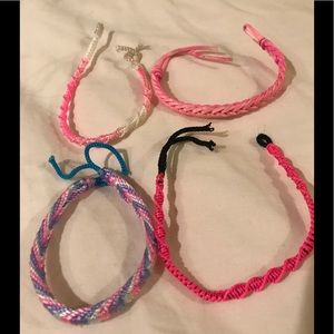 Four handmade festival boho friendship bracelets